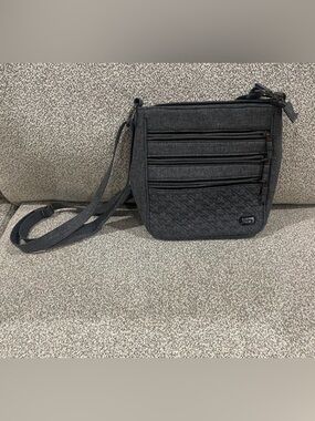Lug Breezer North/South Crossbody Bag - Heather Grey - RFID Protected - EUC